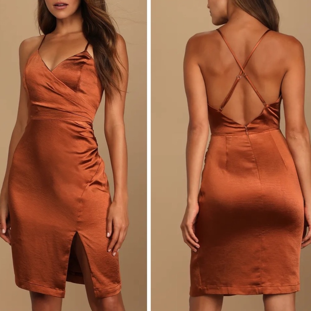 Lulu's Copper Satin Dress